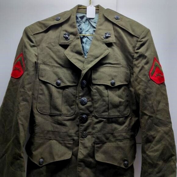 USA  Military Jacket Button Fitted Blazer Marine Corp 1960's 1970's - Picture 1 of 4